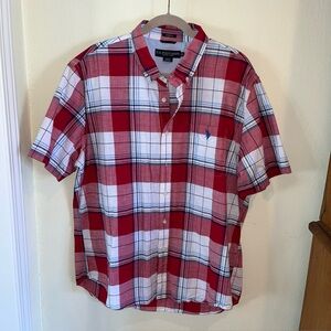 US Polo Assn Men's Short Sleeve Plaid Cotton Blend Stretch 2XL